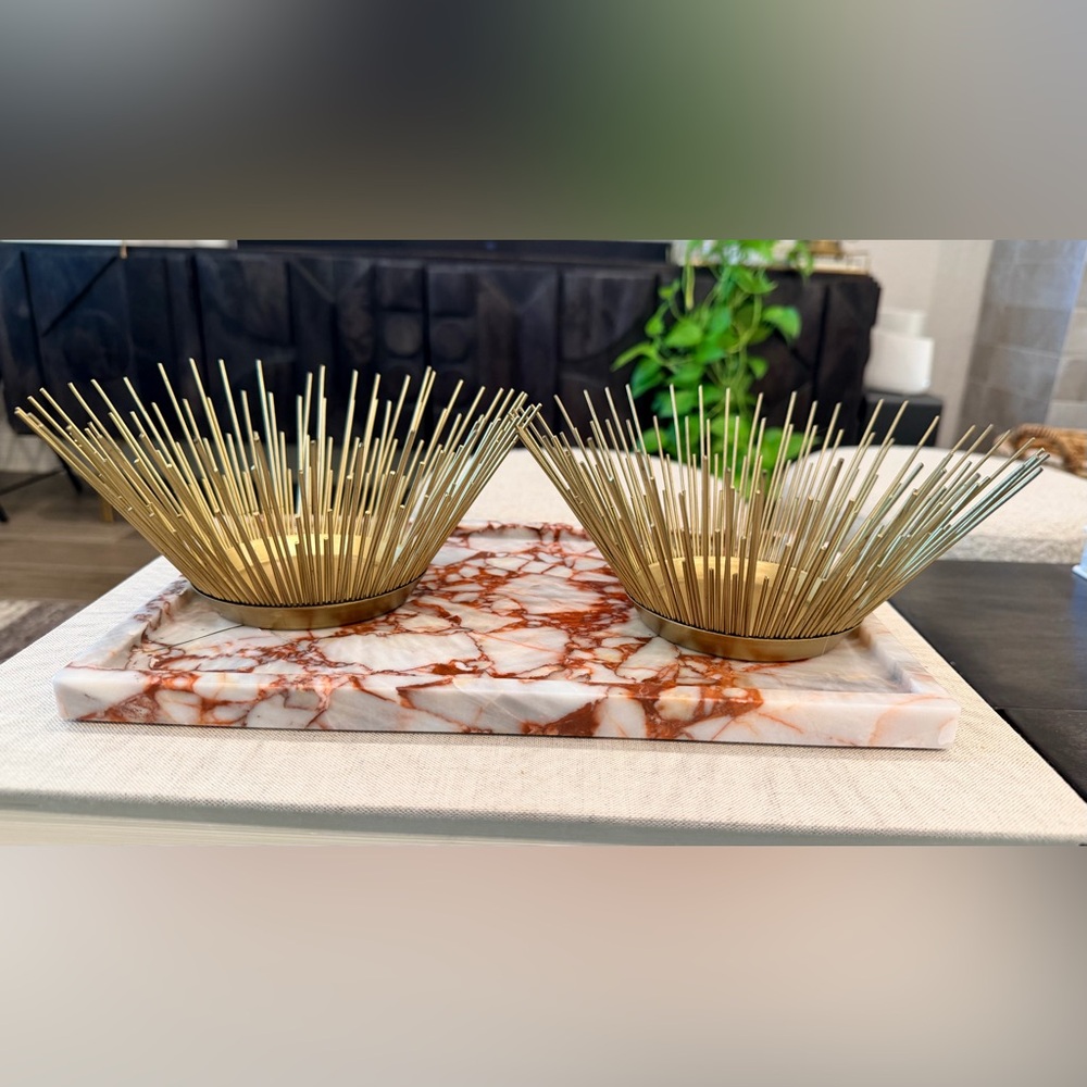 Z Gallerie Gold Metal Starbusrt Candle Holders